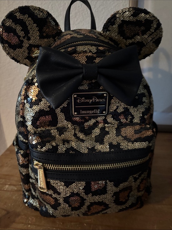 Loungefly Handbags - Disney Parks x Loungefly Black & Gold Sequin Leopard Mini Backpack